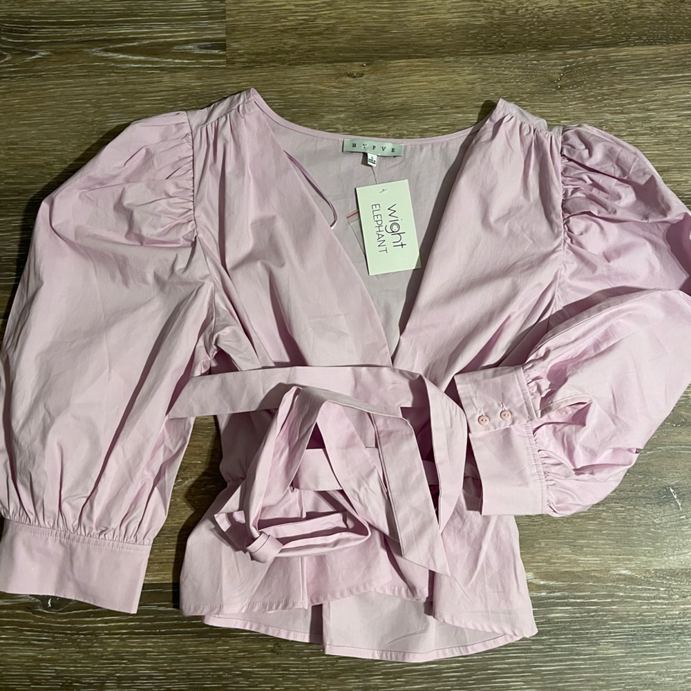 Purple Balloon Sleeve Structured Blouse